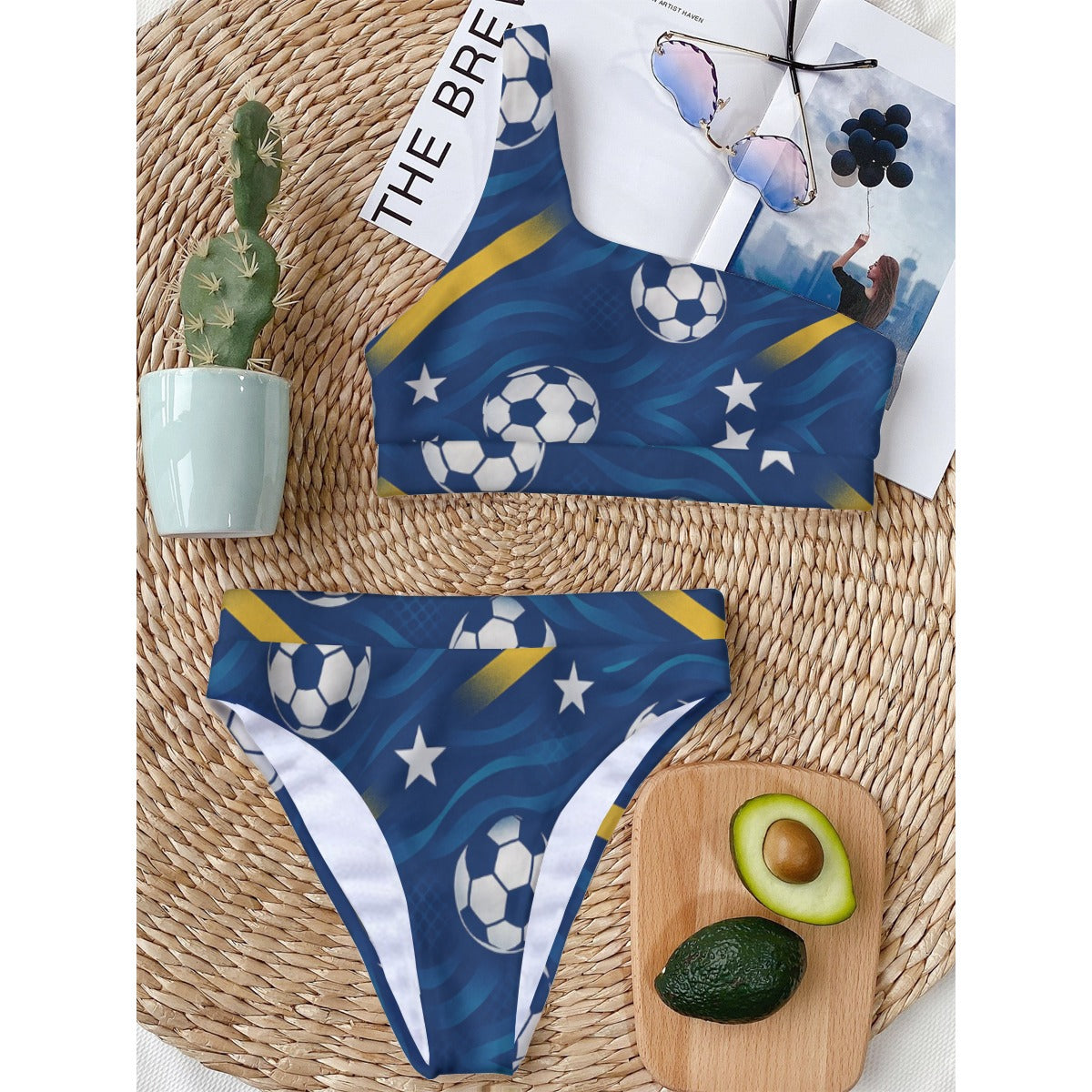All-Over Print Women's Bikini With Single Shoulder