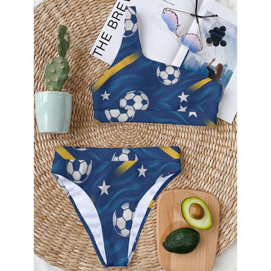 All-Over Print Women's Bikini With Single Shoulder