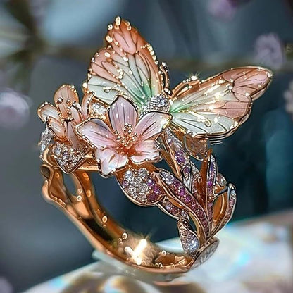 Curaçao Butterfly Crystal adjustable Ring