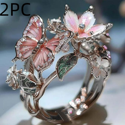 Curaçao Butterfly Crystal adjustable Ring