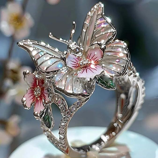 Curaçao Butterfly Crystal adjustable Ring