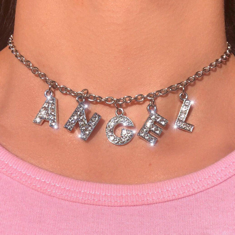 Curaçao Angel Letter bling Necklace