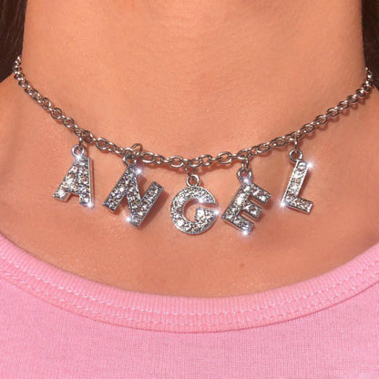 Curaçao Angel Letter bling Necklace
