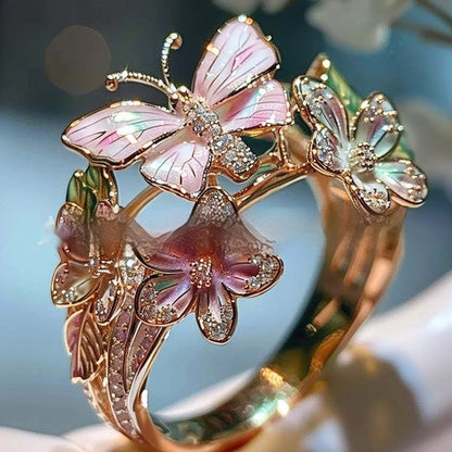 Curaçao Butterfly Crystal adjustable Ring