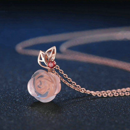 Rose Hibiscus Pendant Necklace