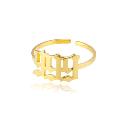 Stainless Steel Angel Number Ring Adjustable