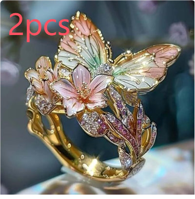Curaçao Butterfly Crystal adjustable Ring