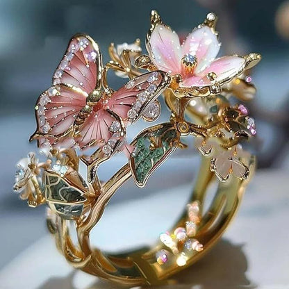 Curaçao Butterfly Crystal adjustable Ring