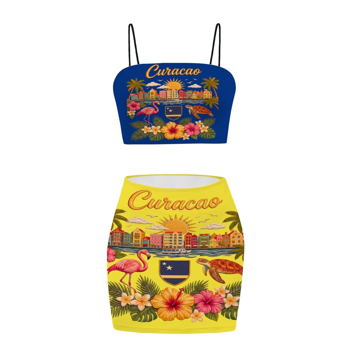 Curacao Women's Crop Top Skirt Set