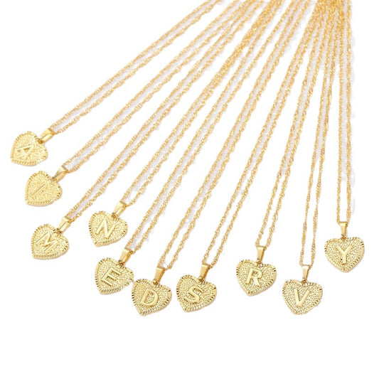 Fashion Jewelry Creative Simple Women's Peach Heart Letter Necklace Love Pendant