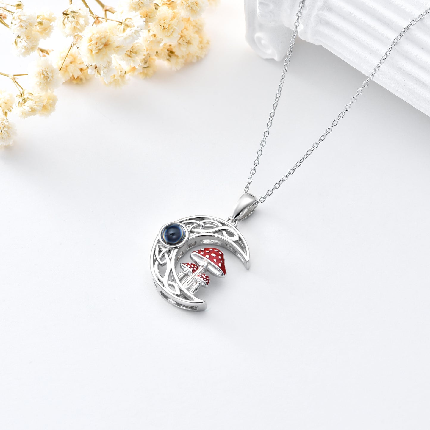 Curaçao stone mushroom moon Necklace