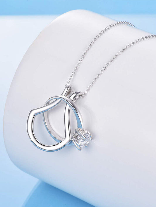Sterling Silver Ring Holder Necklace Pendant Jewelry for Women