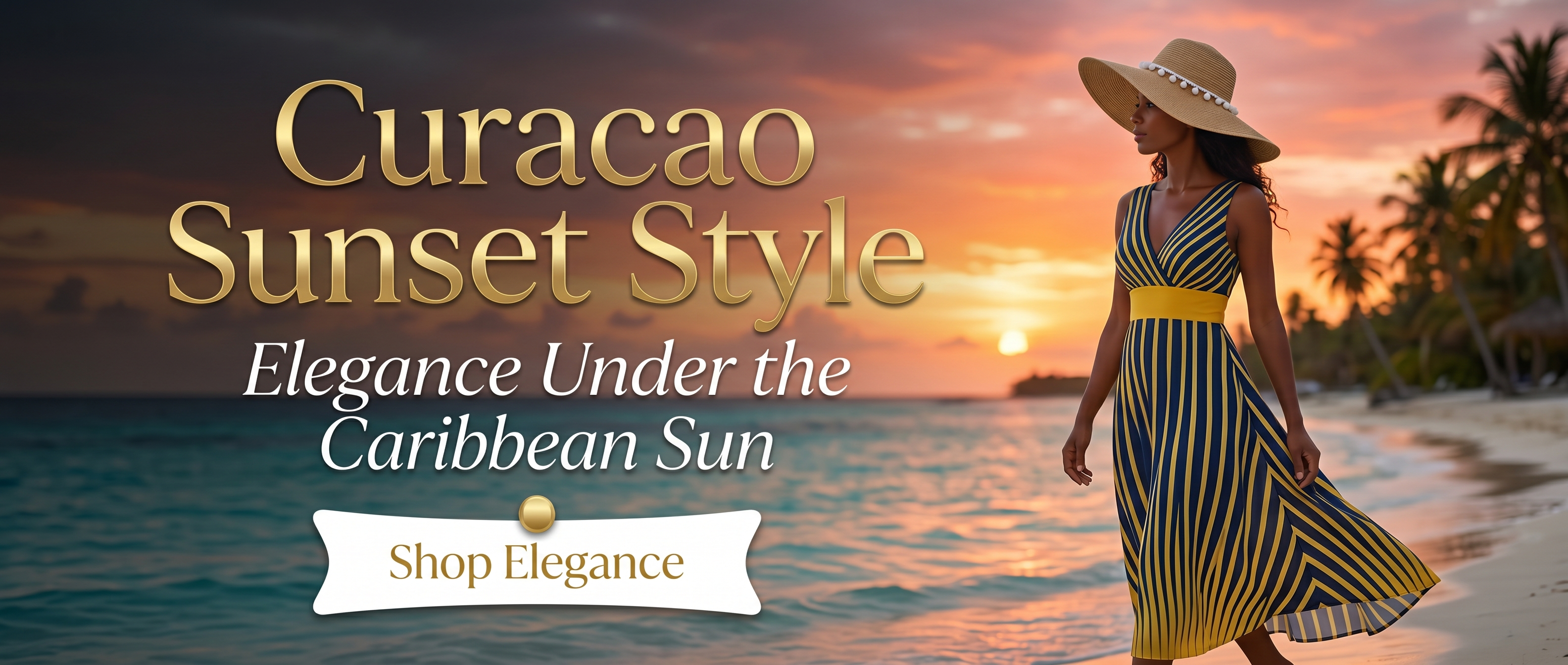 Curaçao sunset style elegant Caribbean fashion hero banner