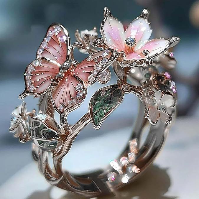 Curaçao Butterfly Crystal adjustable Ring