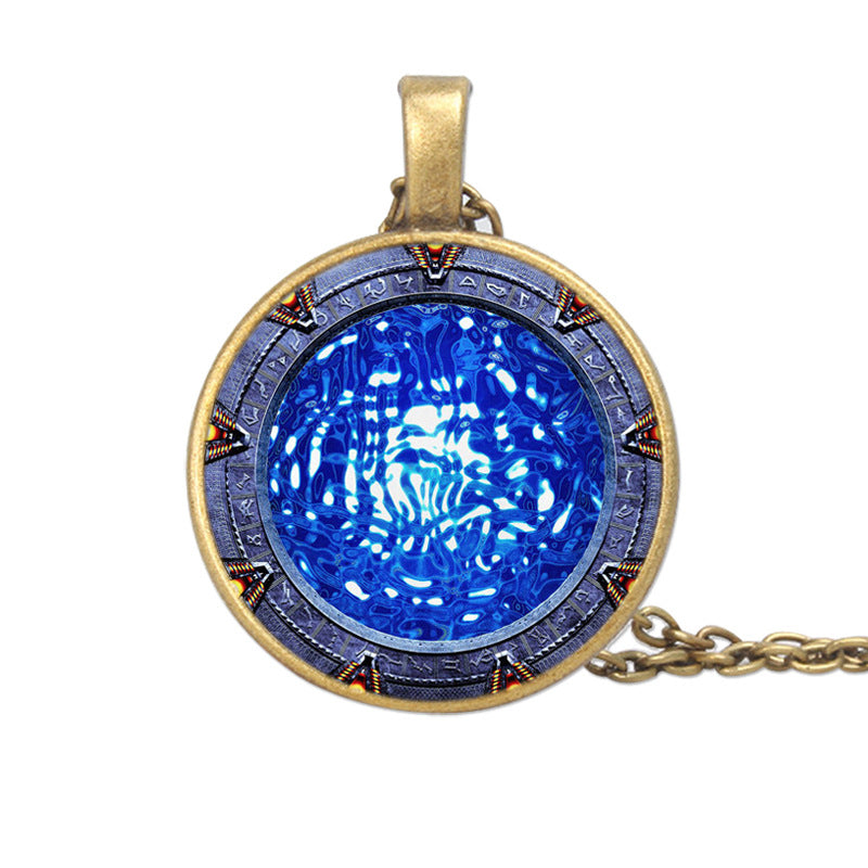 Time Stone Pendant Necklace With Silver Plated Base