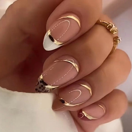 Curaçao Gold almond nail Island Style